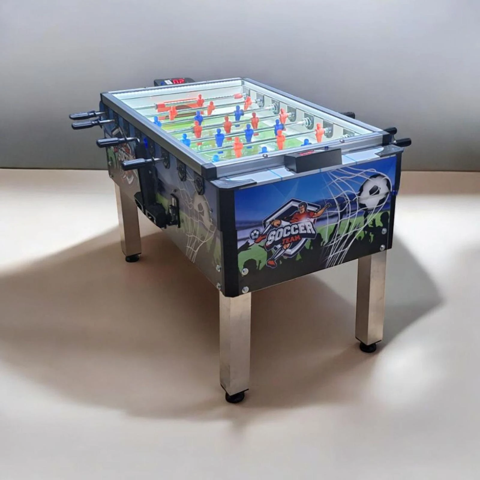 Jetonlu Ticari Langırt Masası — yan görünüm